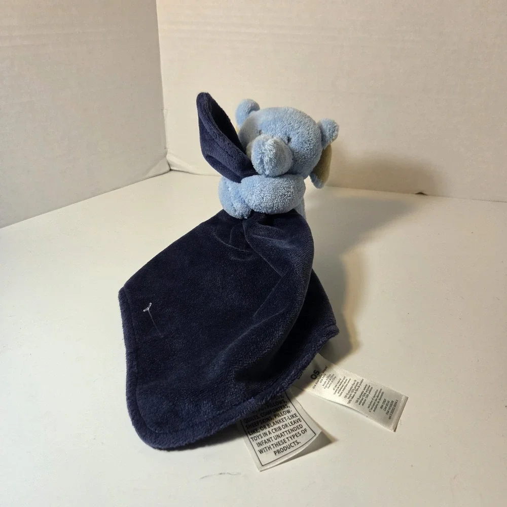 Carter's Baby Security Blanket Lovey Plush Blue Elephant Rattle Navy Blue